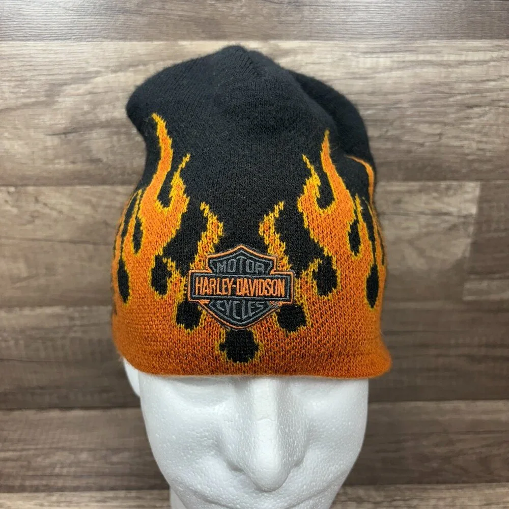 Harley-Davidson Motorcycles Beanie Winter Hat Orange Black One Size